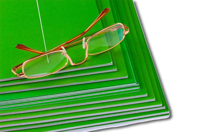 booklets and glasses