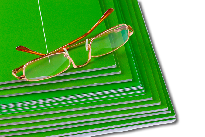 booklets and glasses